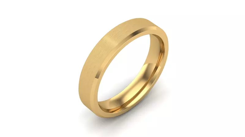 14K Yellow Gold Beveled Edge Band (4Mm)