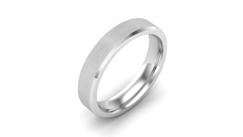 18K White Gold Beveled Edge Band (4Mm)