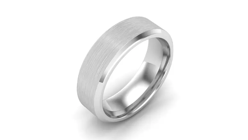 18K White Gold Beveled Edge Band (6Mm)