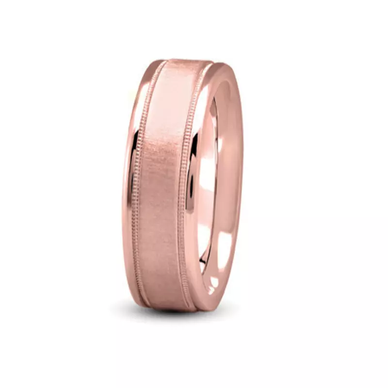 14K Rose Gold Flat Band With Rounded Edges (4Mm)