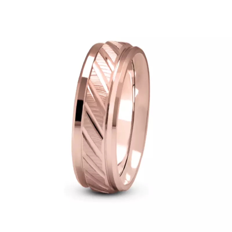 Diagonal Diamond Cut Carved Band (7mm)