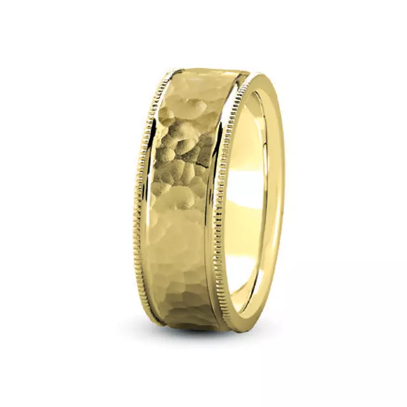 Flat Hammer Band With Milgrain Edges (8mm)
