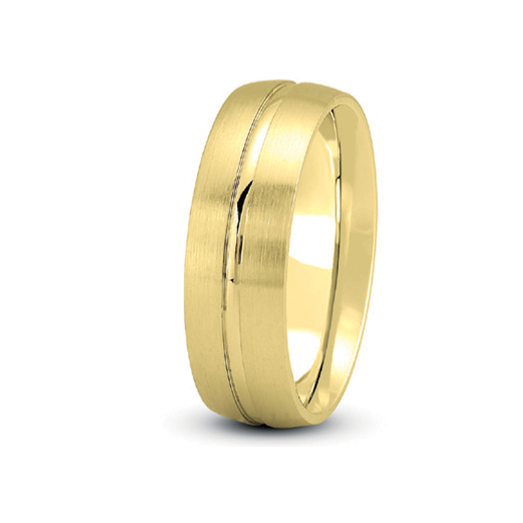 18K Yellow Gold Low Dome With Recessed Groove (5Mm)