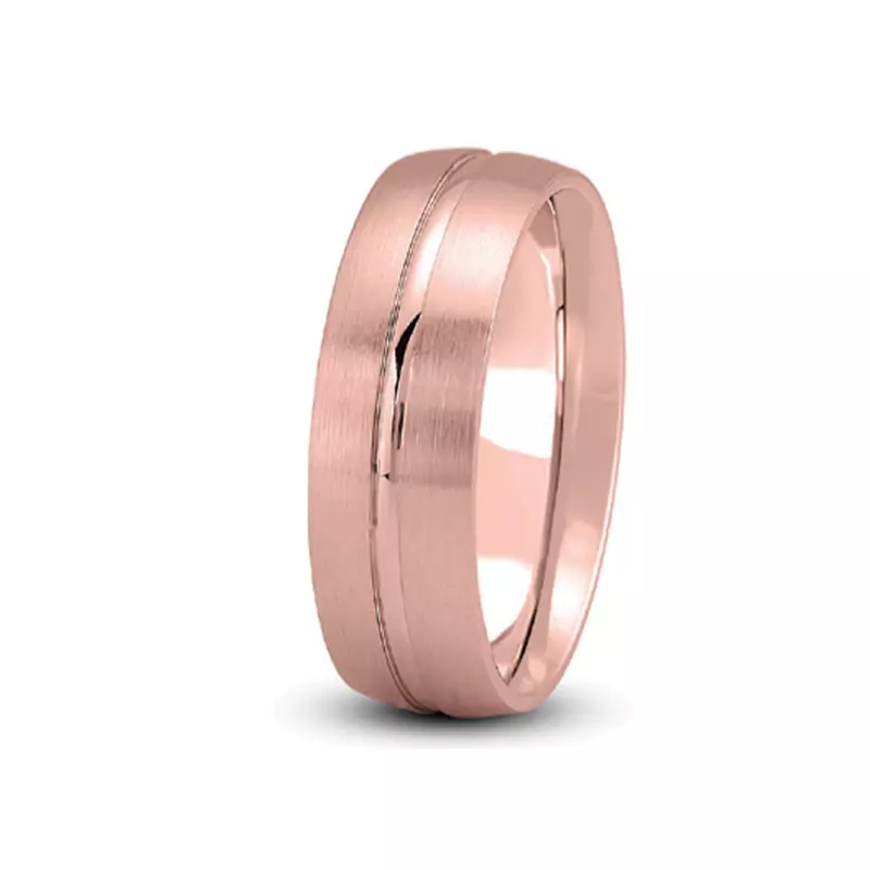 14K Rose Gold Low Dome With Recessed Groove (8Mm)