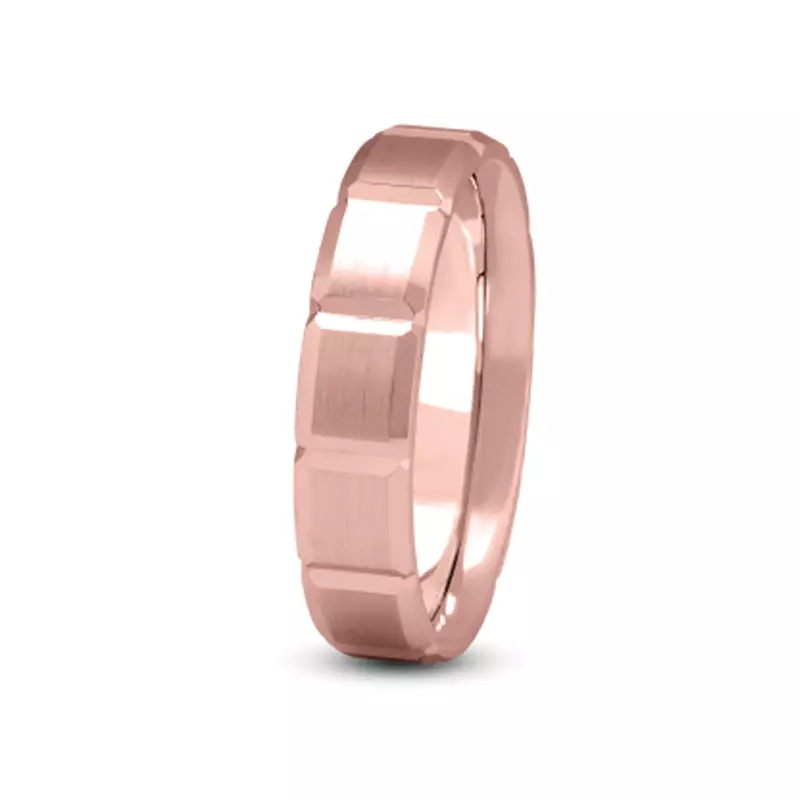 14K Rose Gold Step Cut Carved Band (8mm)