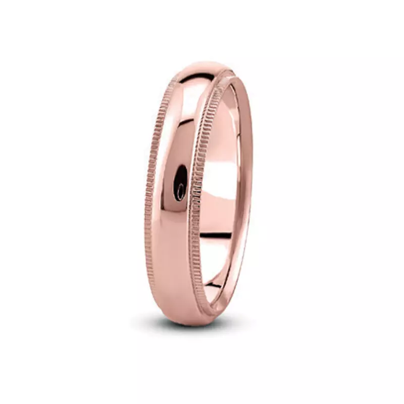 14K Rose Gold Dome Milgrain Comfort Fit (4mm)