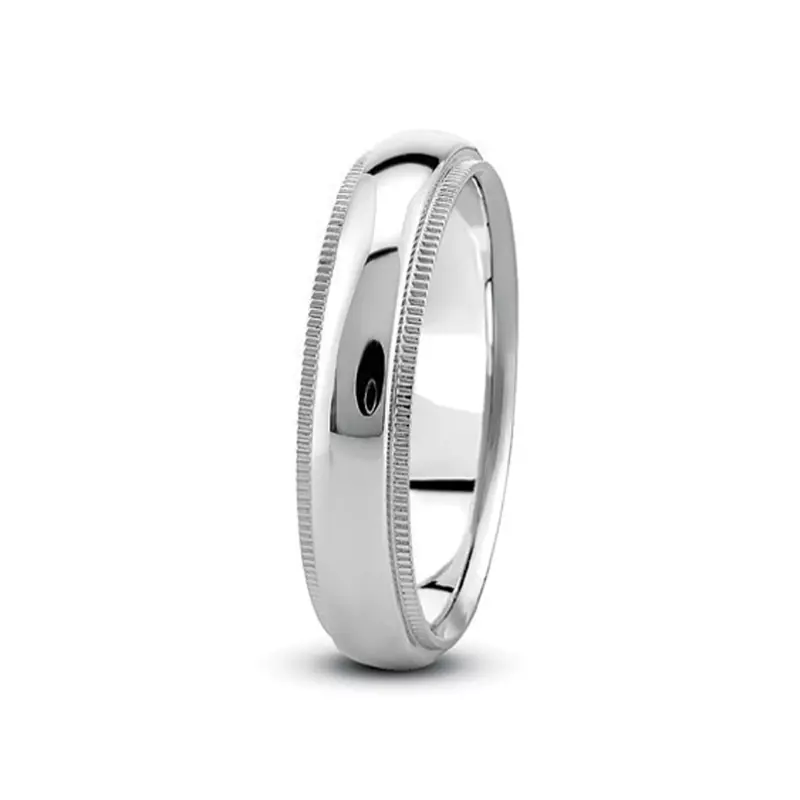 14K White Gold Dome Milgrain Comfort Fit (5Mm)