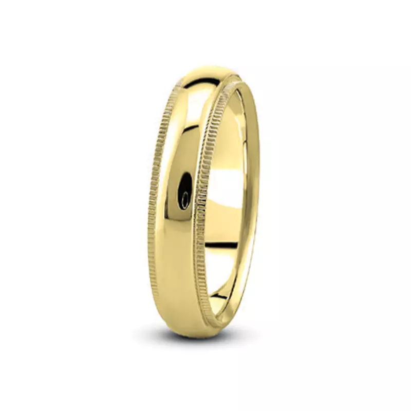 14K Yellow Gold Dome Milgrain Comfort Fit (6Mm)