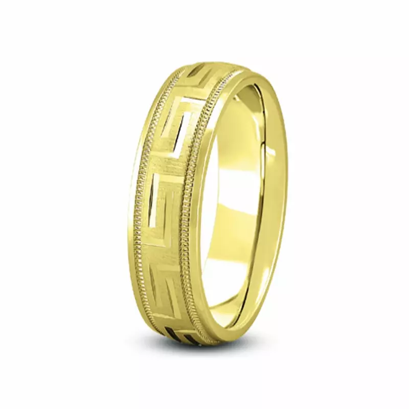 Fancy Carved Diamond Cut Men'S Band (8Mm)