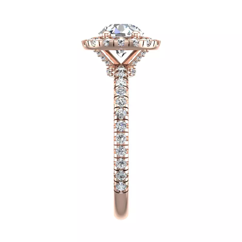14K Rose Gold Chloe Single Row Halo With Pave Band