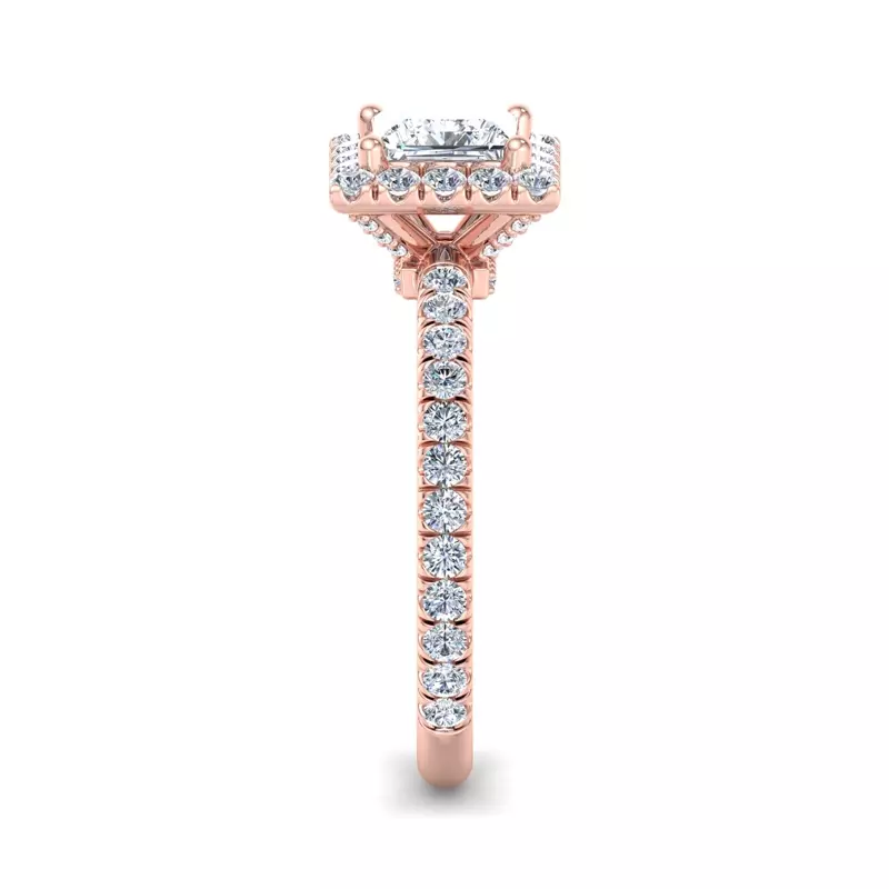 14K Rose Gold Chloe Single Row Halo Engagement Ring