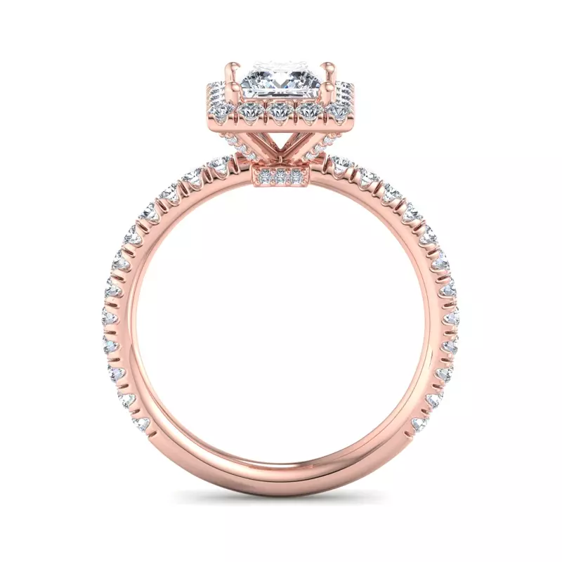 14K Rose Gold Chloe Single Row Halo Engagement Ring