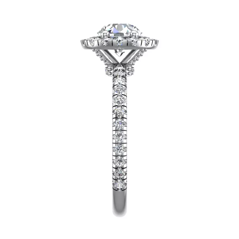 14K White Gold Chloe Single Row Halo With Pave Band