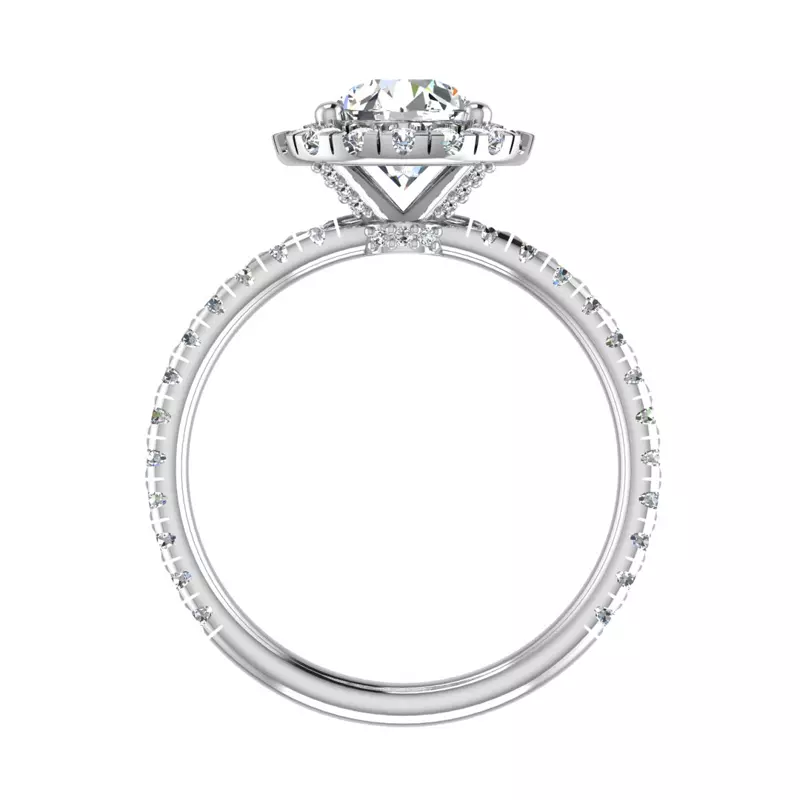 14K White Gold Chloe Single Row Halo With Pave Band