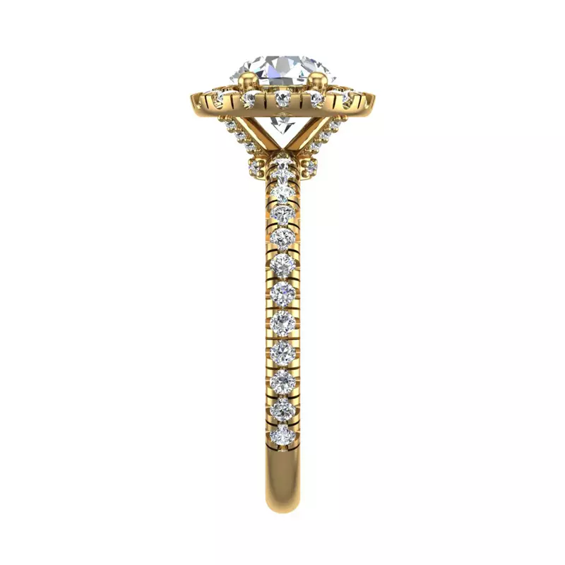 14K Yellow Gold Chloe Single Row Halo Engagement Ring