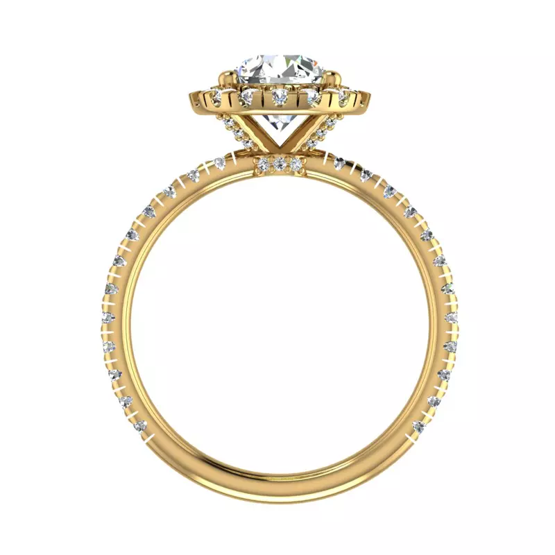 14K Yellow Gold Chloe Single Row Halo Engagement Ring