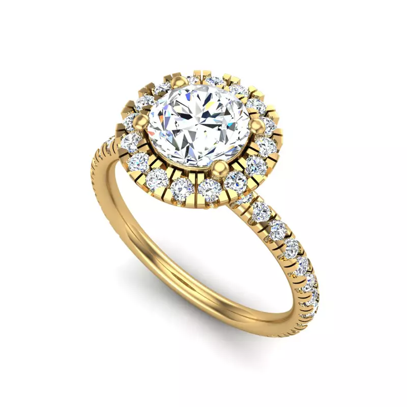 14K Yellow Gold Chloe Single Row Halo Engagement Ring