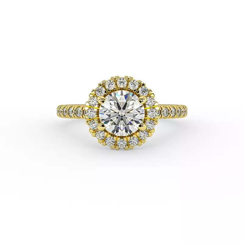 14K Yellow Gold Chloe Single Row Halo Engagement Ring