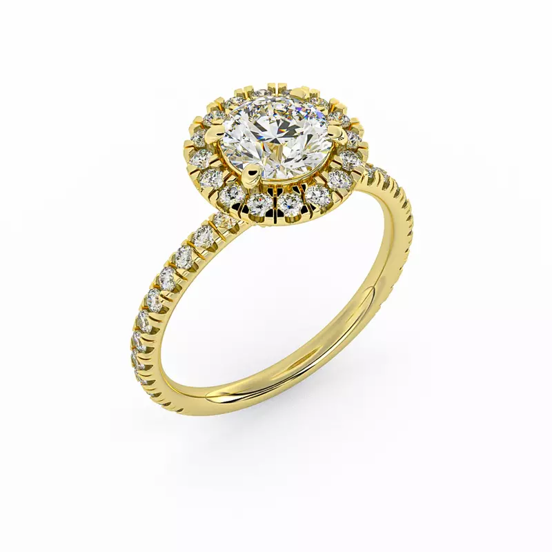 14K Yellow Gold Chloe Single Row Halo Engagement Ring