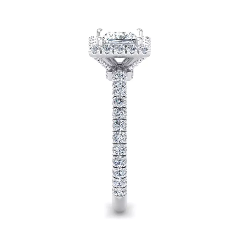 18K White Gold Chloe Single Row Halo Engagement Ring