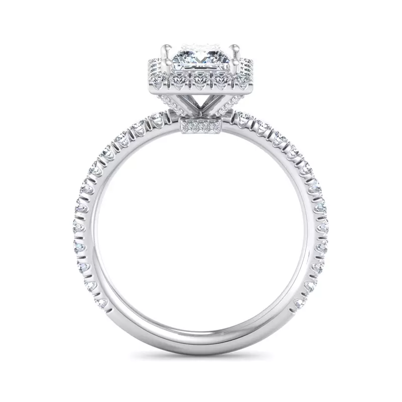 18K White Gold Chloe Single Row Halo Engagement Ring