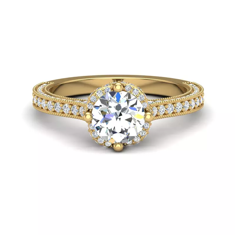 14K Yellow Gold Tessa Halo Engagement Ring