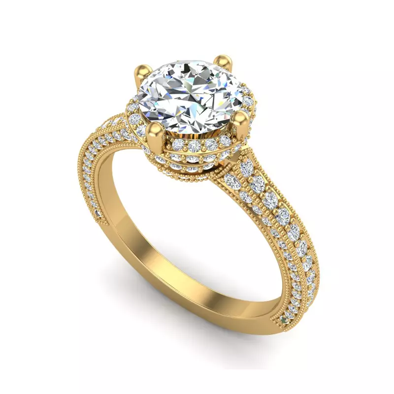 14K Yellow Gold Tessa Halo Engagement Ring