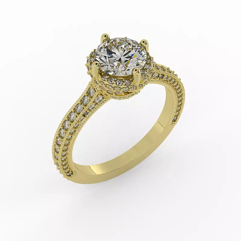 14K Yellow Gold Tessa Halo Engagement Ring