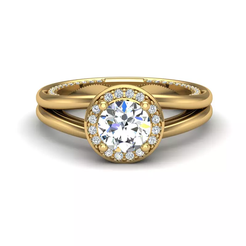 18K Yellow Gold Miriam Halo Engagement Ring