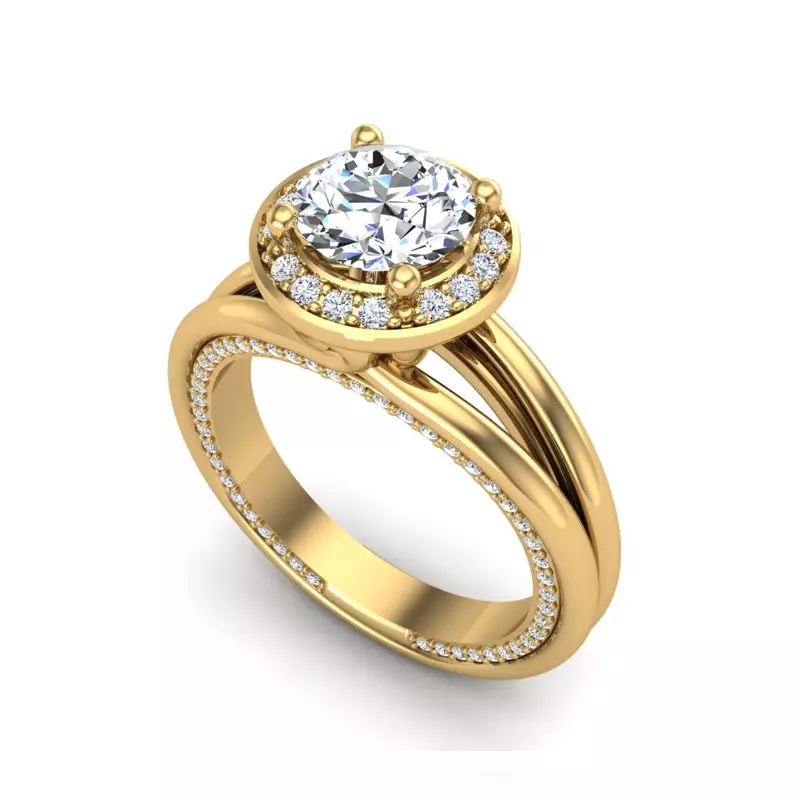 18K Yellow Gold Miriam Halo Engagement Ring