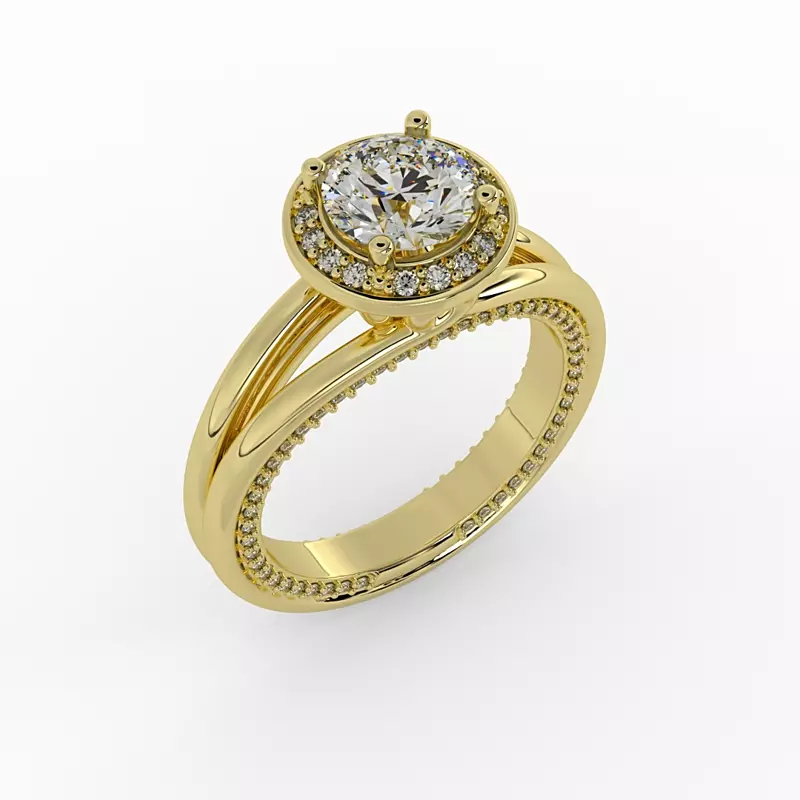 18K Yellow Gold Miriam Halo Engagement Ring