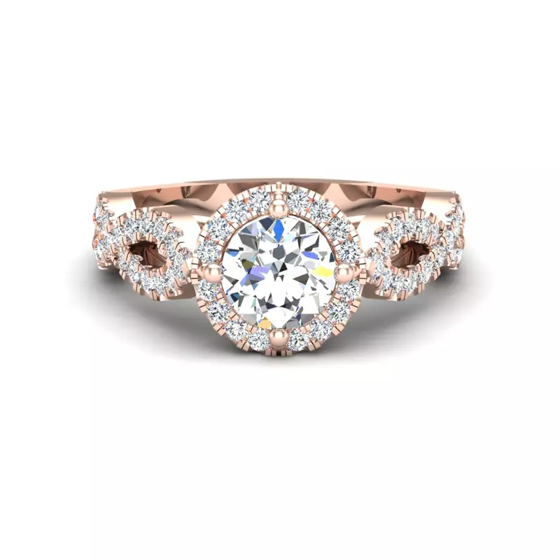 14K Rose Gold Oakley Halo Engagement Ring