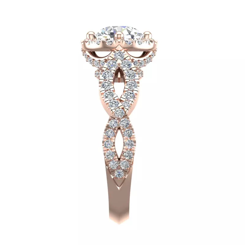 14K Rose Gold Oakley Halo Engagement Ring