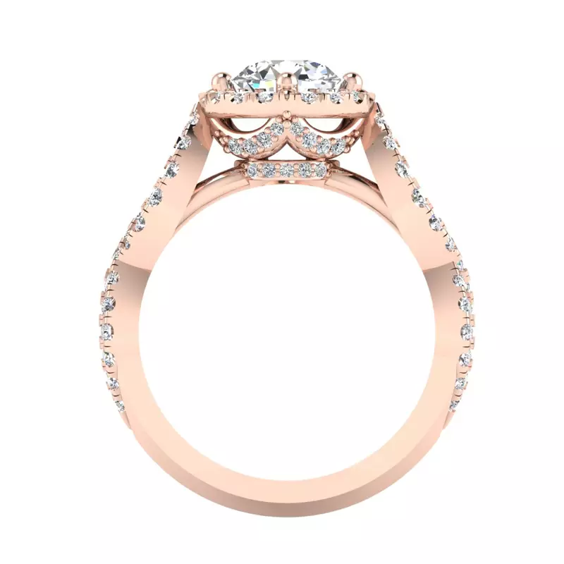 14K Rose Gold Oakley Halo Engagement Ring