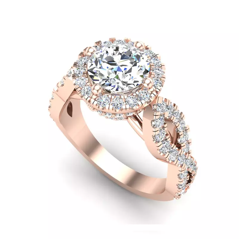 14K Rose Gold Oakley Halo Engagement Ring