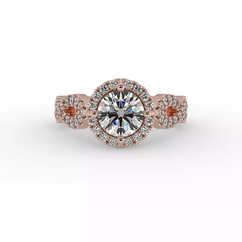 14K Rose Gold Oakley Halo Engagement Ring