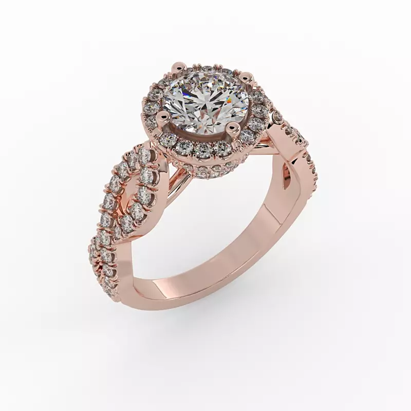14K Rose Gold Oakley Halo Engagement Ring