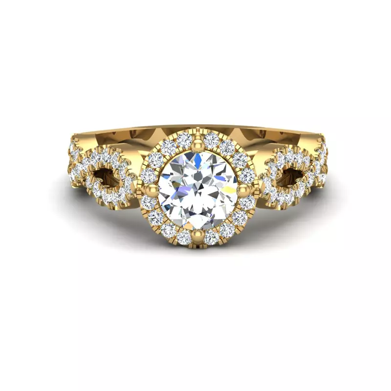 14K Yellow Gold Oakley Halo Engagement Ring
