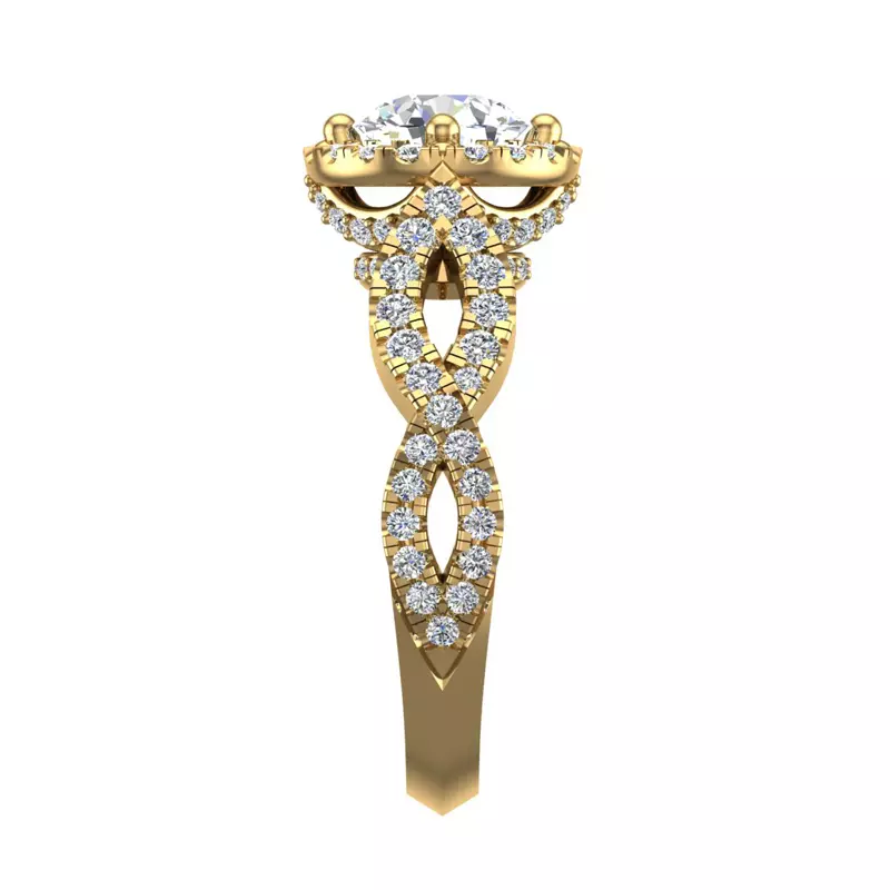 14K Yellow Gold Oakley Halo Engagement Ring