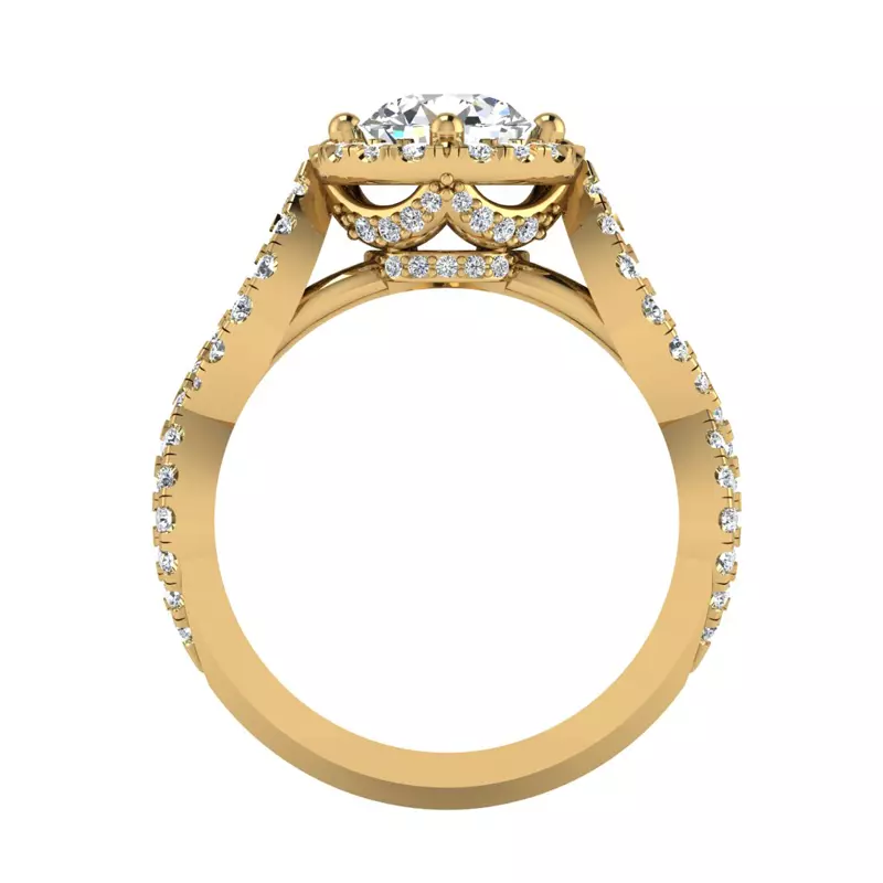 14K Yellow Gold Oakley Halo Engagement Ring