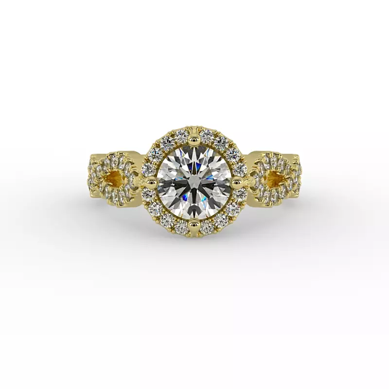 14K Yellow Gold Oakley Halo Engagement Ring