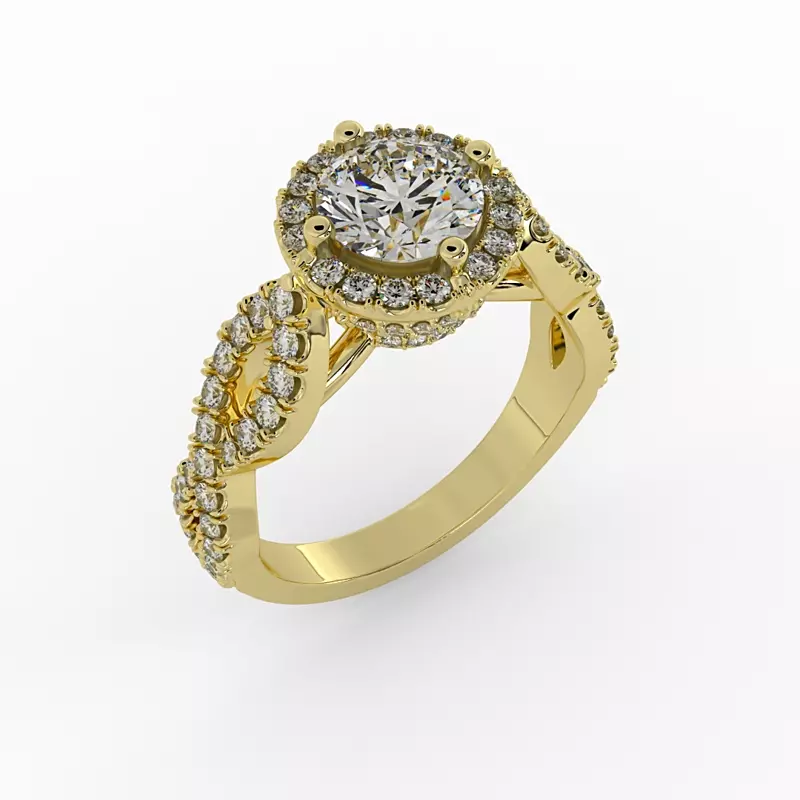 14K Yellow Gold Oakley Halo Engagement Ring