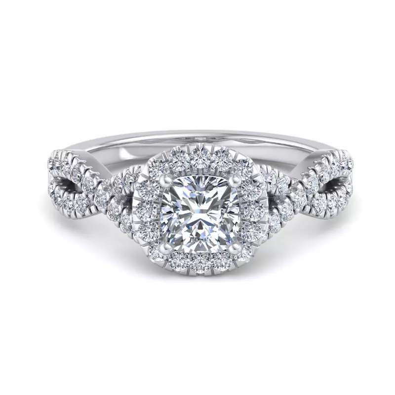 Platinum Zoey Twist Style Halo Engagement Ring