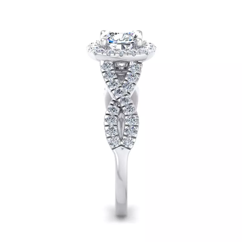 Platinum Zoey Twist Style Halo Engagement Ring