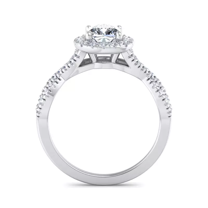 Platinum Zoey Twist Style Halo Engagement Ring