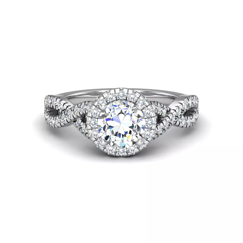 Platinum Zoey Twist Style Halo Engagement Ring