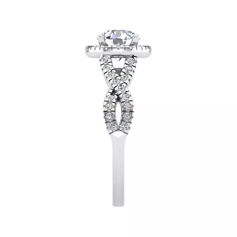 Platinum Zoey Twist Style Halo Engagement Ring