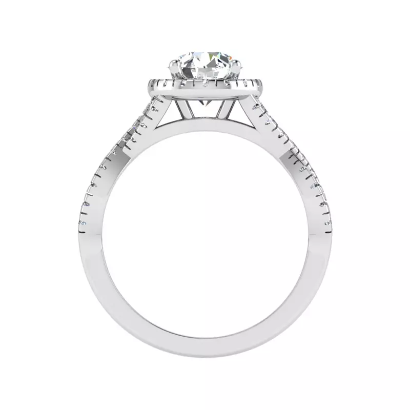 Platinum Zoey Twist Style Halo Engagement Ring