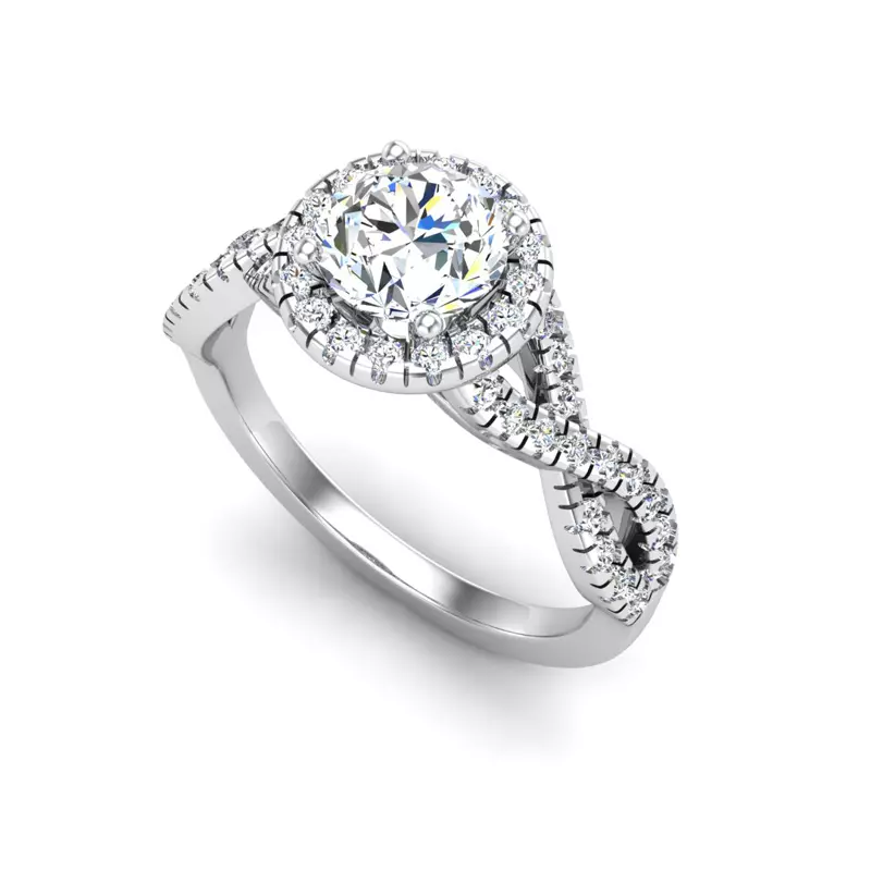 Platinum Zoey Twist Style Halo Engagement Ring