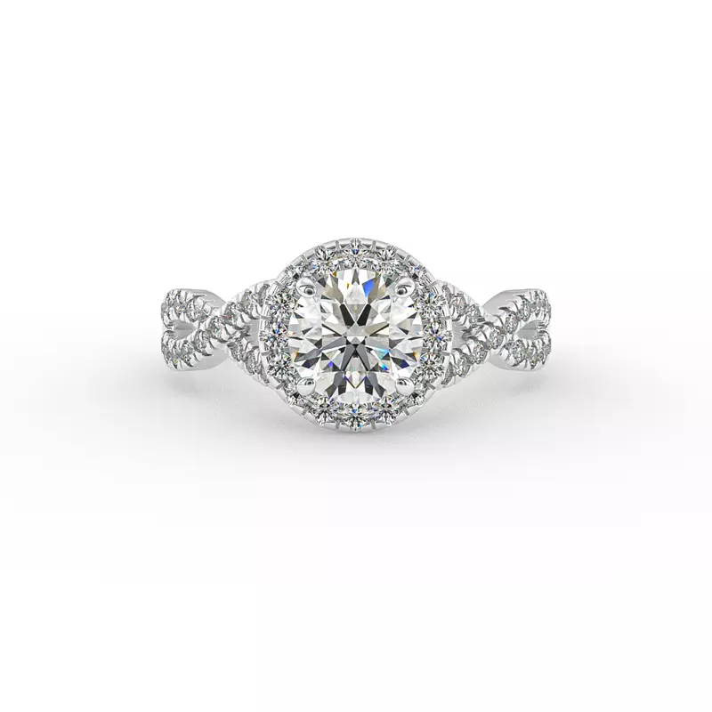Platinum Zoey Twist Style Halo Engagement Ring